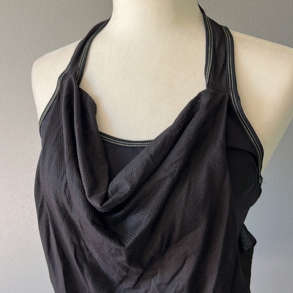 Sweaty Betty Mesh Black Cowl Neck Tank Top - Picture 2 of 9